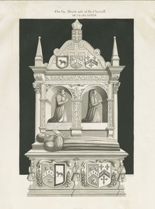 Eccleshall templom – William Overton püspök sírja: szépia rajz, nd [19. század] (rajz)
