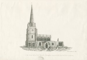 Uttoxeter templom [régi]: toll- és tusrajz, 1836 alkotó: John Robert Fernyhough