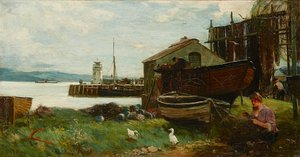 Mending the Nets, Ardrishaig (olaj, vászon)