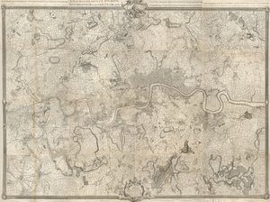 Pontos felmérés London városairól, Westminster városairól, Southwark egyik kerületéről és a tíz mérföld körüli országról alkotó: John Rocque