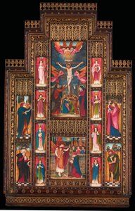Tervezés a firenzei Szentháromság-templom reredóihoz, a firenzei Bernini gótikus revival keretében alkotó: John Roddam Spencer Stanhope