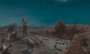 Dávid, Izrael jövendőbeli királya, pásztorként Betlehemben alkotó: John Rogers Herbert