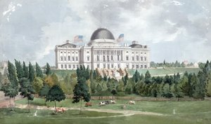 Az Egyesült Államok Capitoliumának nyugati frontja tehenekkel az előtérben 1831 (olaj, vászon)