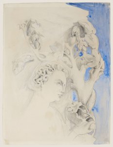 A Dózsa Palota homlokzata, Velence – Ádám feje, 1845 körül (akvarell és ceruza papíron) alkotó: John Ruskin