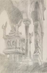 Mastino II della Scala sírjának tanulmányozása Veronában, 1869. alkotó: John Ruskin