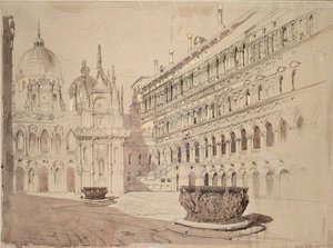 A hercegi palota udvara, Velence, 1841. május alkotó: John Ruskin
