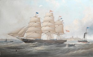 Az Utinia hajó Tynemouth előtt alkotó: John Scott