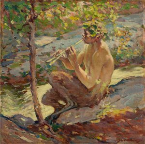 Faun, 19. század vége – 20. század eleje (olaj a fedélzeten) alkotó: John Scott Williams