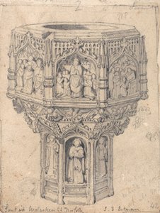 A Font a Walsoken templomban, Norfolk alkotó: John Sell Cotman