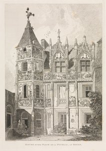 Normandia építészeti régiségei (II. kötet), pl. 64: Ház a Place de la Pucelle-n, Rouenben alkotó: John Sell Cotman