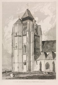 Normandia építészeti régiségei (II. kötet), pl. 66: Tréport templom tornya, Eu közelében alkotó: John Sell Cotman