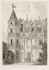 Normandia építészeti régiségei 1. évf. II, Pl. 64: Ház a Place de la Pucelle-ben, Rouenben, alkotó: John Sell Cotman