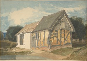Gazdasági épület egy tó mellett alkotó: John Sell Cotman