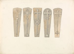 Öt koporsófedél a norfolki templomokból alkotó: John Sell Cotman