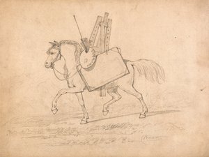 Művészi kellékekkel megrakott ló alkotó: John Sell Cotman