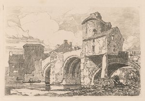 Liber Studiorum: Plate 26, Monnow Bridge, Monmouthshire, 1838. alkotó: John Sell Cotman