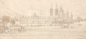 Katonai Iskola és Szent István Apátsági Templom Caenben alkotó: John Sell Cotman