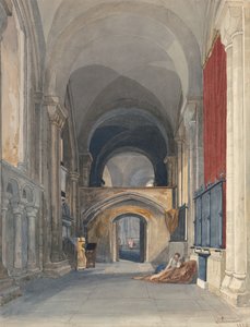 Norwichi katedrális: Kelet felé nézve a kórus északi mellékhajójának belseje. alkotó: John Sell Cotman