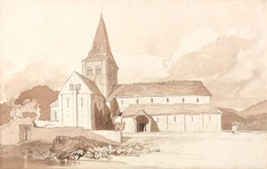 Notre Dame a vízen, Domfront, Normandia alkotó: John Sell Cotman