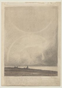 Recto: Hunstanton világítótoronyból 1816. július 6-án látott parhelion-hatás. alkotó: John Sell Cotman