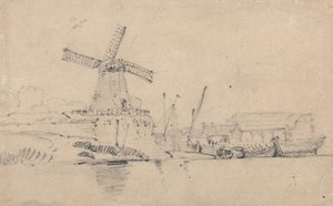 Folyó és szélmalom alkotó: John Sell Cotman
