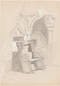 Vázlat a romos templombelsőről a székkel alkotó: John Sell Cotman