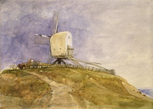 Szélmalom egy dombon, 19. század alkotó: John Sell Cotman