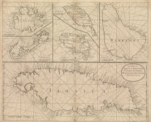 Jamaika, Barbados, Szent Kristóf, Martinique, Antigua és Bermuda térképe alkotó: John Seller