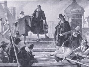 Az öt tag repülése, illusztráció a The History of the British People-ből, Waverley kiadásában, 1940 körül (litho) alkotó: John Seymour Lucas