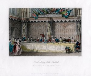 A Lord Mayors asztala, nagy bankett, Guildhall, City of London, 19. század.