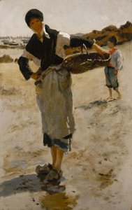 Breton nő kosárral, vázlat a cancale-i osztrigagyűjtők számára alkotó: John Singer Sargent