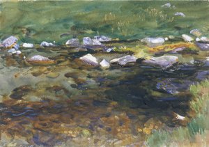 Brook and Meadow, 1907 körül (wc, gouache és grafit fehér szőtt papíron) alkotó: John Singer Sargent