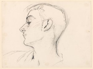 Egy fiatal férfi (Albert de Belleroche) feje profilból alkotó: John Singer Sargent