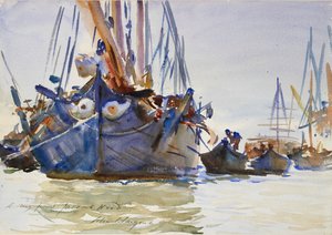 Olasz vitorlás hajók horgonynál, 1904-1907 alkotó: John Singer Sargent