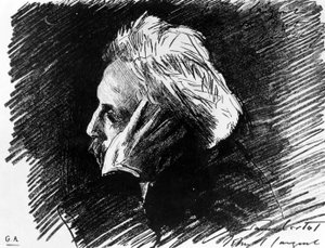 Gabriel Fauré (1845-1924) francia zeneszerző portréja. Barátja, John Singer Sargent faszén (1898). alkotó: John Singer Sargent