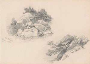 Rocks and Brush, Hintersee, Németország, 1871 (grafit, fonott papíron) alkotó: John Singer Sargent