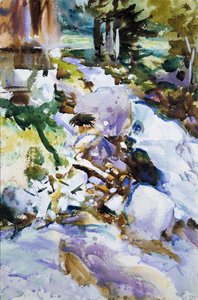 Rushing Brook, 1904-1911 körül (wc, gouache és grafit törtfehér szőtt papíron) alkotó: John Singer Sargent