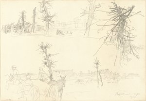 Katonák egy elpusztított tájon [recto] alkotó: John Singer Sargent