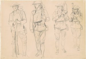Tanulmányok a háborúba lépéshez [recto], 1918. alkotó: John Singer Sargent