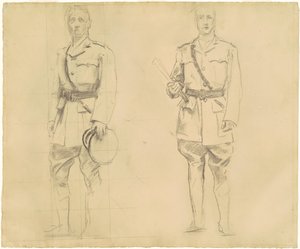 Plumer és Haig tábornokok tanulmányai az „I. világháború általános tisztjei” számára [recto] alkotó: John Singer Sargent
