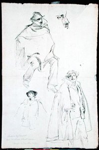 Tanulmány egy velencei utcai jelenethez (tinta papíron) alkotó: John Singer Sargent