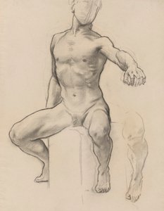 Tanulmány Perseus Perseus számára a Pegasus Slaying Medusa-ról, falfestmény, Lépcsőház, Szépművészeti Múzeum, Boston [?] alkotó: John Singer Sargent