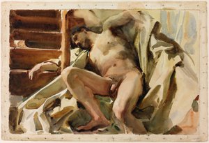 Tanulmány egy fekvő férfiaktról alkotó: John Singer Sargent