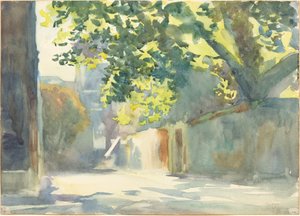 Napsütötte fal egy fa alatt, c. 1913. alkotó: John Singer Sargent