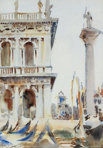 A Libreria sarka, a Szent Theodor oszloppal, Velence, 1904 alkotó: John Singer Sargent