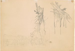 Two Shattered Trees, and Study for The Road [verso], 1918. alkotó: John Singer Sargent