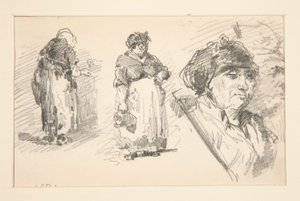 Két álló alak és egy fej alkotó: John Singer Sargent