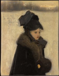 Nő prémekkel alkotó: John Singer Sargent
