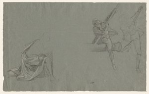 Drapery Study; Két alak húz egy rudat alkotó: John Singleton Copley