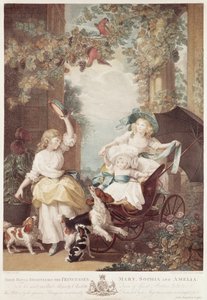 Mária (1776-1857), Zsófia (1777-1848) és Amelia (1783-1810) hercegnők, III. György lányai, metszett Francesco Bartolozzi (1727-1815) (mezzotinta metszet) alkotó: John Singleton Copley